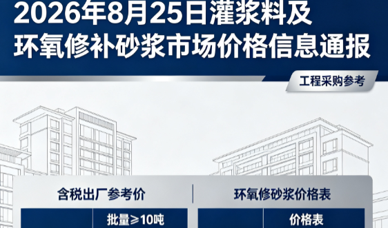 遂溪2026年8月25日灌浆料及环氧修补砂浆市场价格信息通报